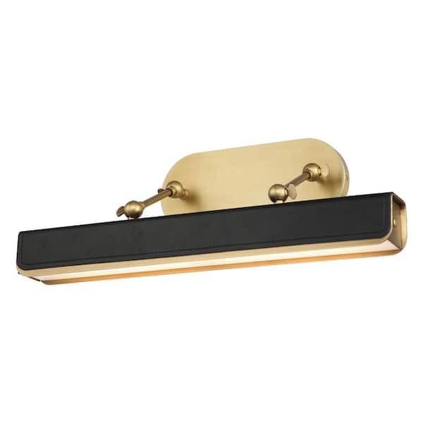 Alora Valise Picture 20 in. 1 Light 18-Watt Vintage Brass/Tuxedo Leather Integrated LED Picture Light