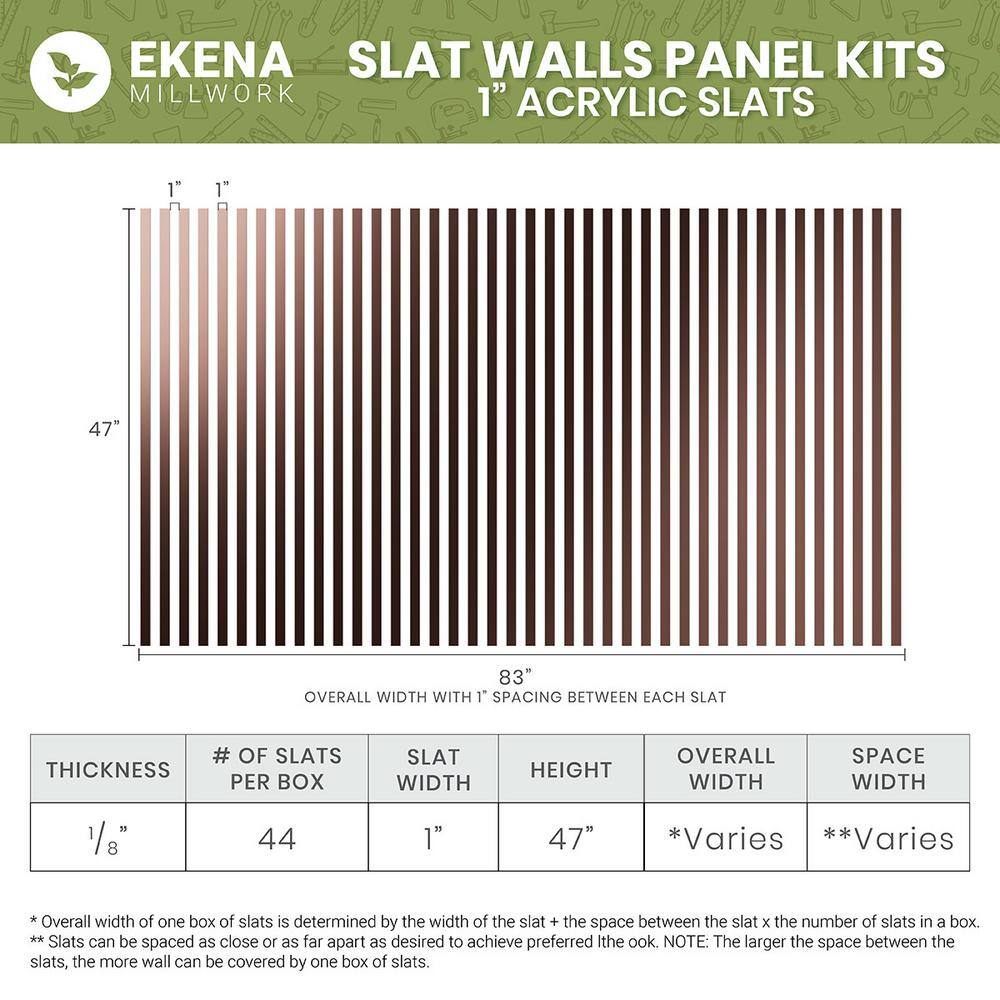 Adjustable White Acrylic Slat Wall Panel Kit