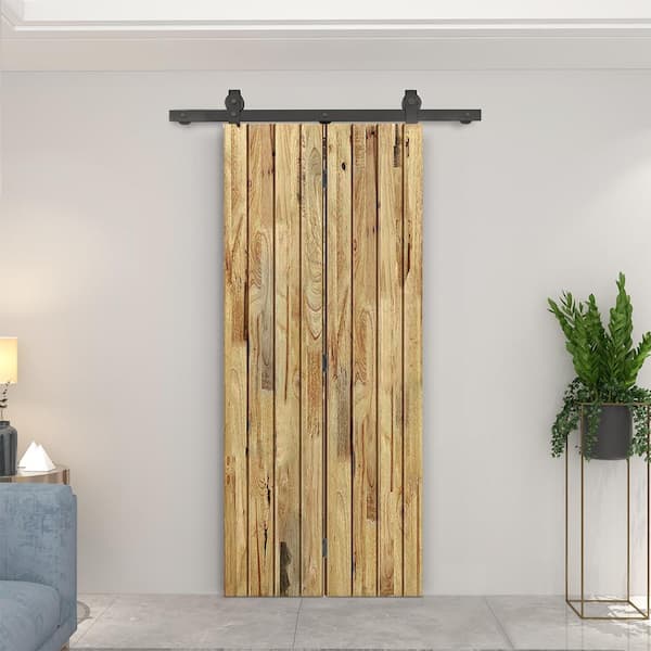 CALHOME 26 in. x 80 in. Hollow Core Weather Oak Stained Wood