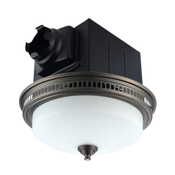 Akicon 110 CFM Ceiling Bathroom Exhaust Fan with LED Light and Nightlight, Round Frosted Glass Cover Grille Oil Rubbed Bronze