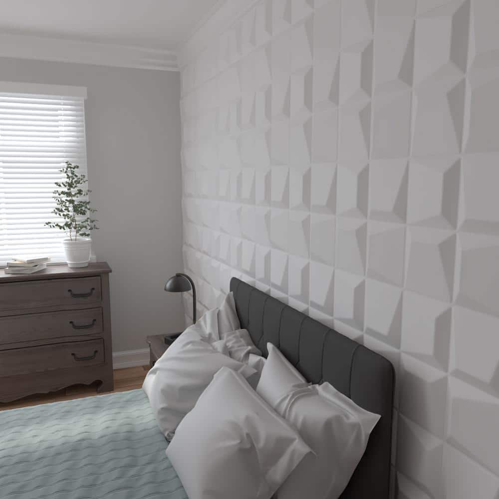 White Textured PVC 3D Decorative Wall Panel