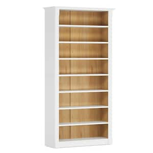 Eulas 70.9 in. Tall White Engineered Wood 8-Shelf Modern Standard Bookcase