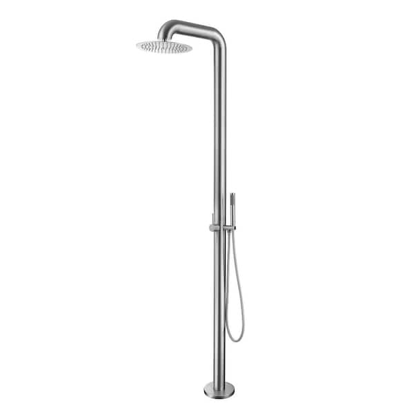 Single Handle 1-Spray Outside Shower Faucet 1.8 GPM with High Pressure Freestanding Shower System in Brushed Nickel