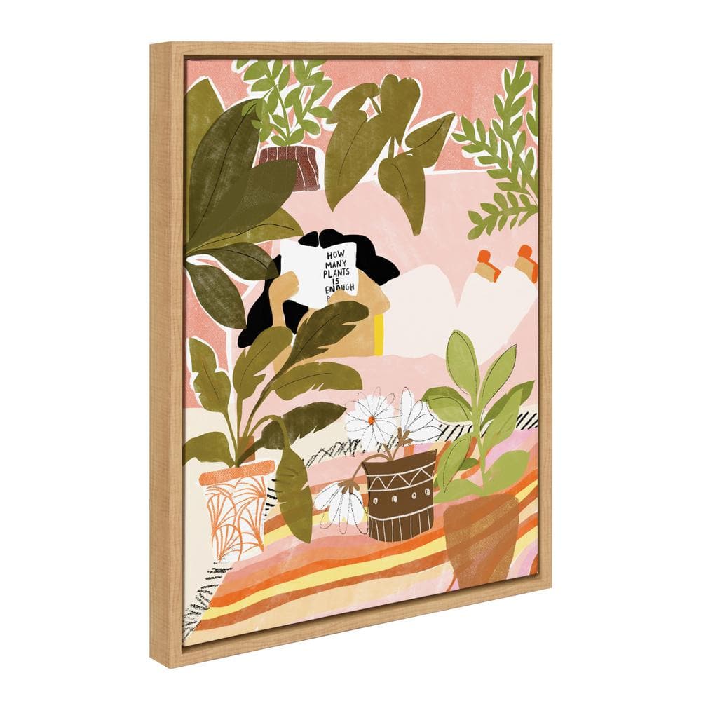 Never Enough Plants Botanical Canvas Art in Natural Frame