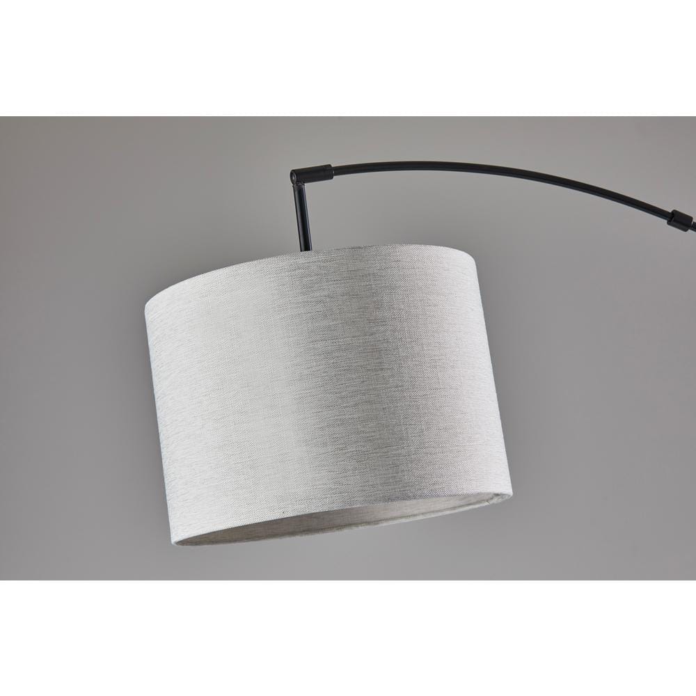 Adjustable Black Arc Floor Lamp with Marble Base