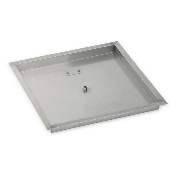 American Fire Glass 24 in. sq. Stainless Steel Drop-In Fire Pit Pan (1/2 in. Nipple)