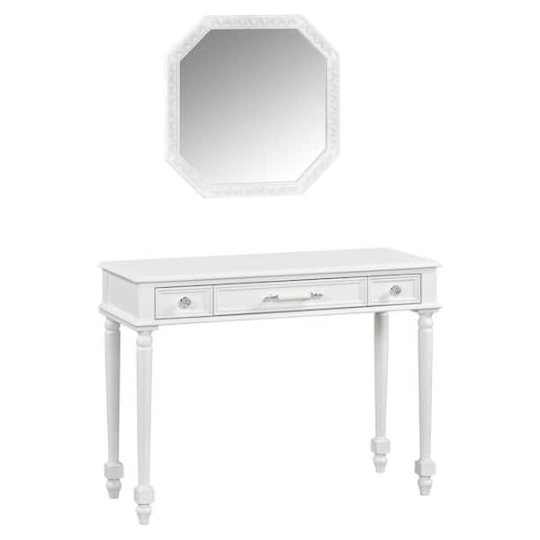 White 3 Drawer 39.4 in. Wide Dresser with Large Mirror XWJ2610 - The Home  Depot