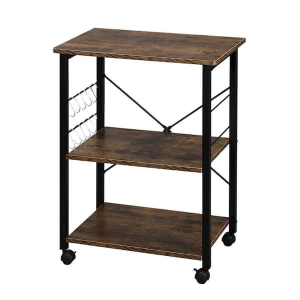 Baker's Rack 3-Tier Kitchen Utility Microwave Oven Stand Storage Cart Workstation Shelf Brown