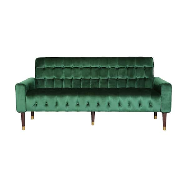 Noble House Hertford 70 in. W Square Arms Velvet Straight Sofa in Green
