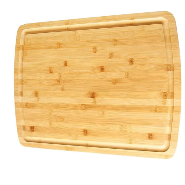 Large 20 in. L x 16 in. W Rectangular Bamboo Cutting Board with Juice Groove, Heat-Resistant Board for Meat, Vegetables
