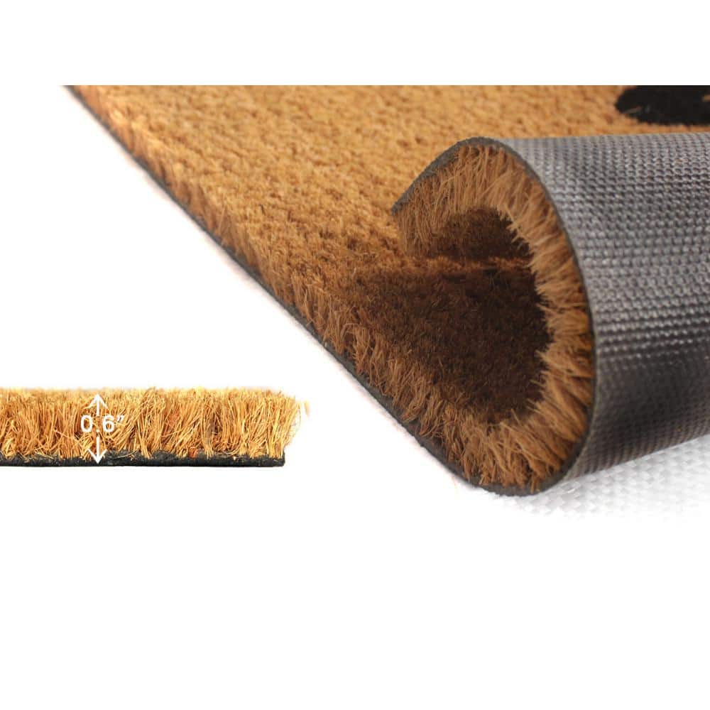 Hola Heart Black Coir Outdoor Welcome Doormat, 18"x30"