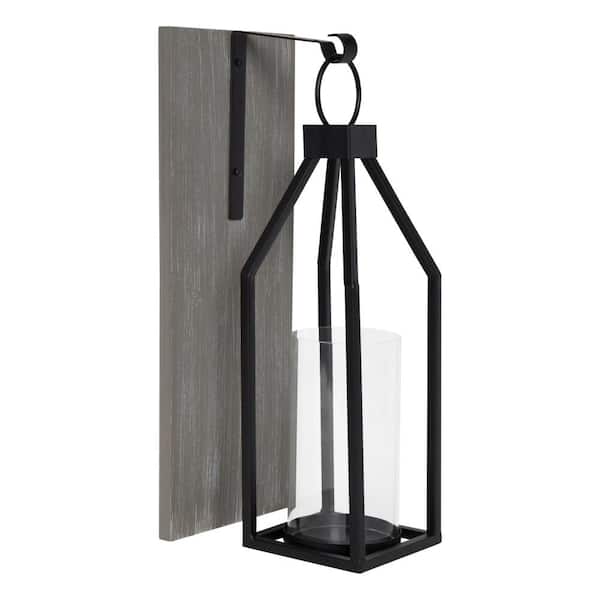 Kate and Laurel Oakly Rustic Gray Wood Candle Sconce