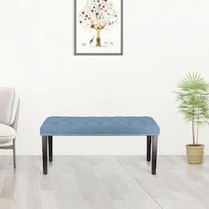 38 in. Blue Upholstered Bench