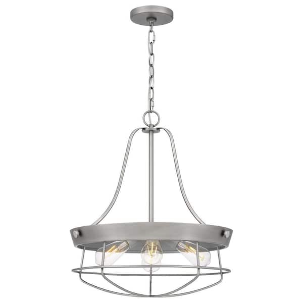 Hampton Bay Southbourne 4-Light Antique Nickel Cage Pendant Light with Open Steel Frame
