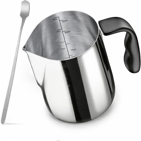 32 oz. Stainless Steel Candle Making Pouring Pot Set Silver Finish Heat-Resistant Handle Dripless Spout Double Boiler