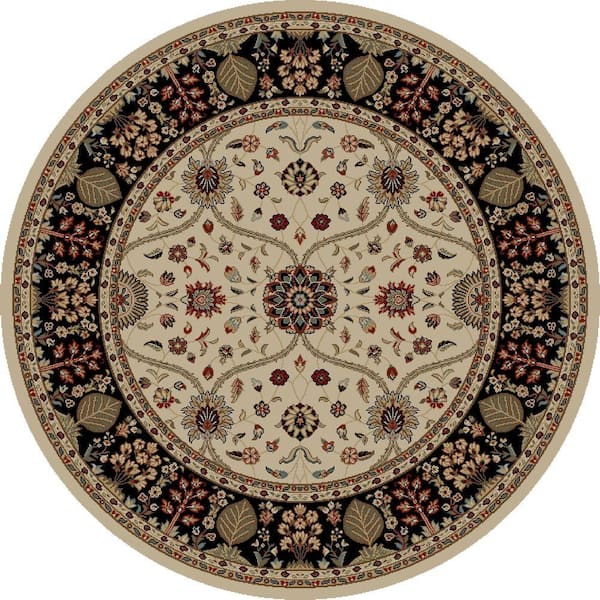 Jewel Voysey Ivory 5 ft. Round Area Rug