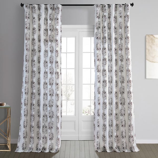 Exclusive Fabrics & Furnishings Sago Nut Brown Gray Printed Cotton 50 in. W x 84 in. L Rod Pocket Room Darkening Curtain (1 Panel)