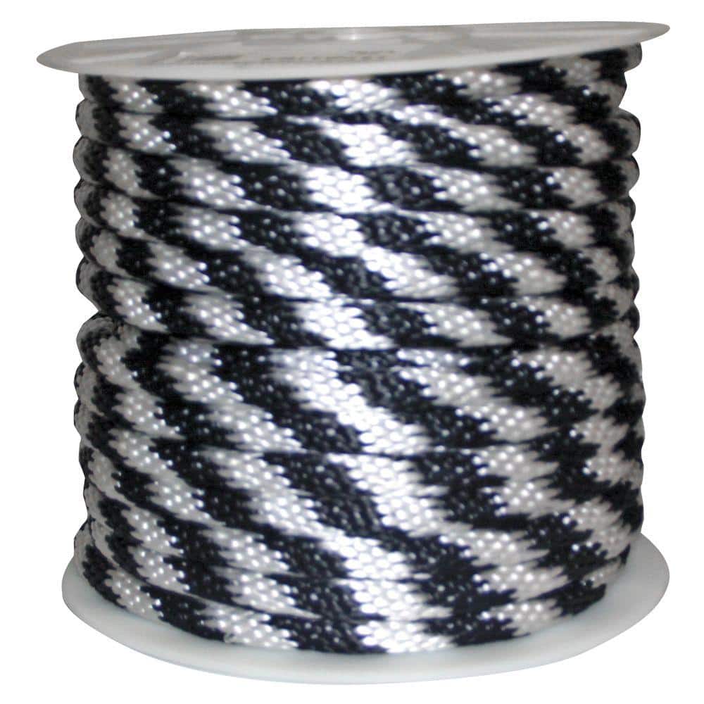 Rope King SBP-58140BW Solid Braided Poly Rope - Black /White - 5/8 inch x 140 Feet