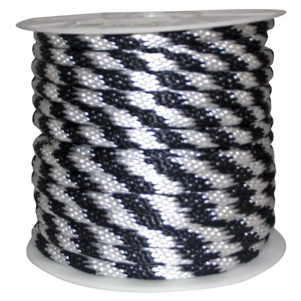 Rope King 5/8 in. x 140 ft. Solid Braided Poly Rope White and Black