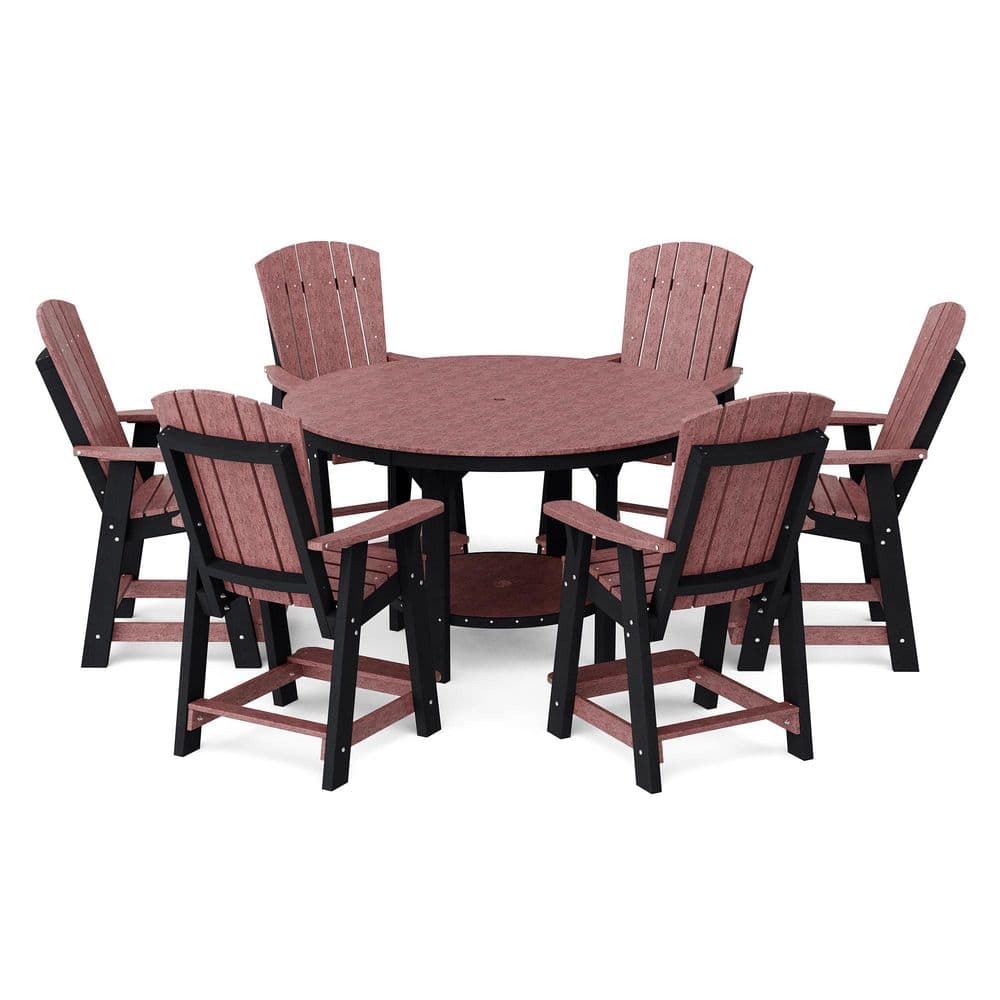 "Heritage 7-Piece Cherrywood and Black HDPE Plastic Outdoor Patio 60"" Counter Set" price history on PriceWatchPro