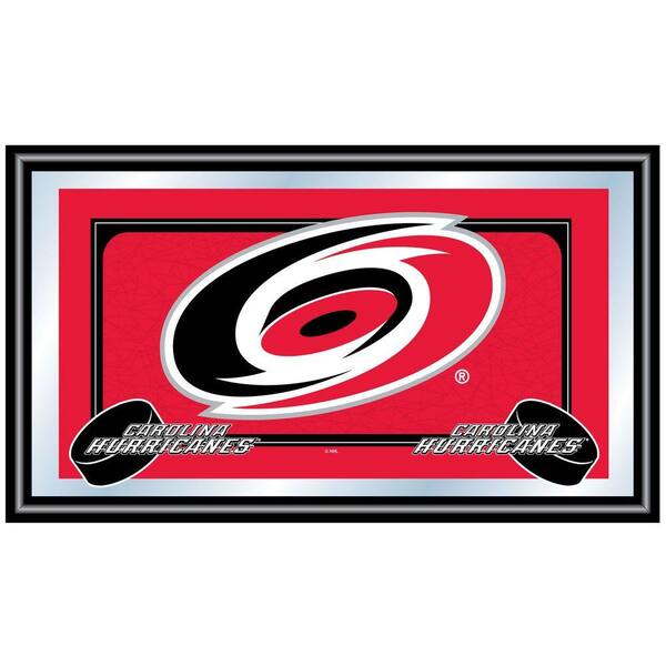 Trademark NHL Carolina Hurricanes Logo 15 in. x 26 in. Black Wood Framed Mirror