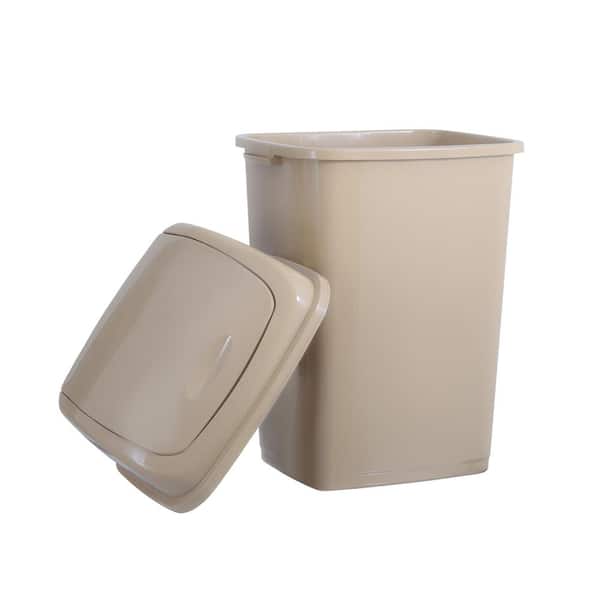 SUPERIO 13 Gal. Beige Plastic Swing Top Trash Can 314 - The Home Depot