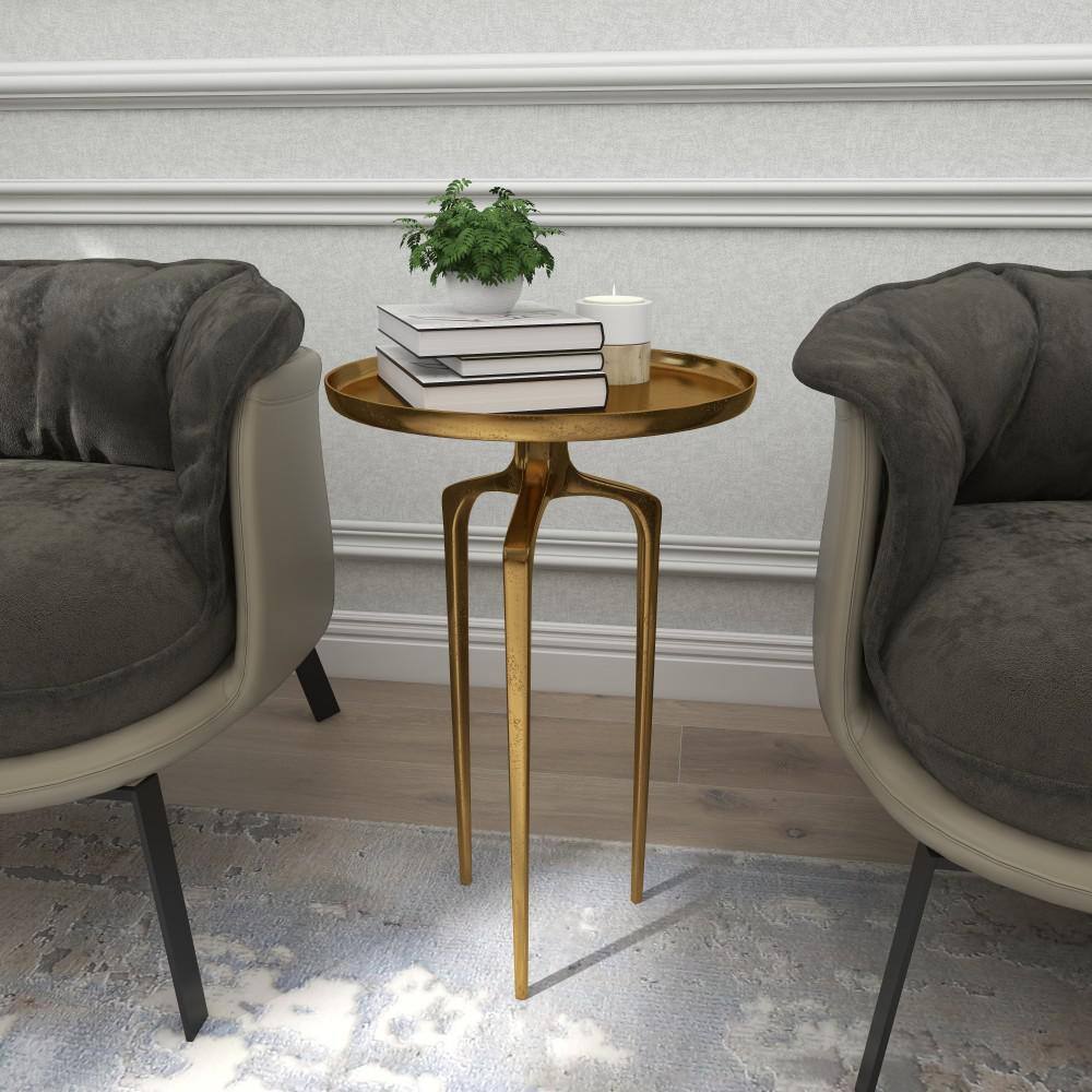 Chelsea Grove Sleek Gold Aluminum Round End Table