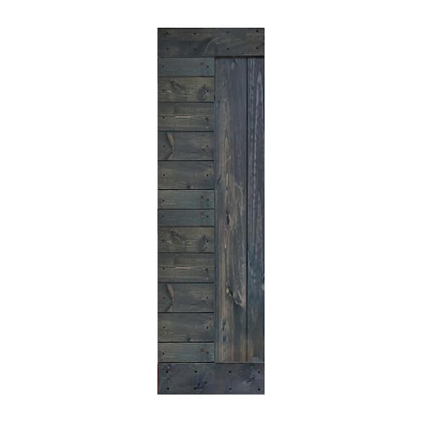 ISLIFE L Series 24 in. x 84 in. Carbon Gray Finished Solid Wood Barn Door Slab - Hardware Kit Not Included