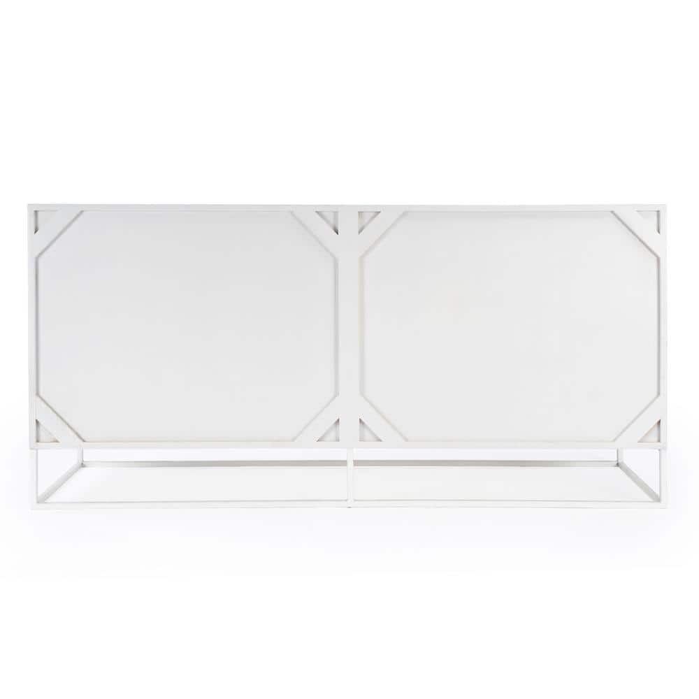 Modern Mid-Century White Mando Wood 63" TV Stand with Metal Frame