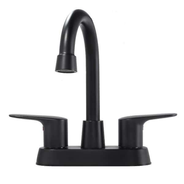 ALEASHA 4 in. Centerset Double Handle Bathroom Faucet in Matte Black