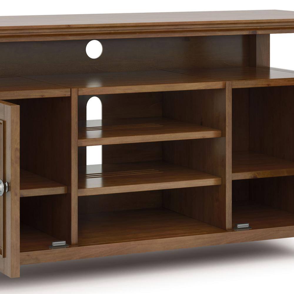 Amherst Transitional 54" Media Stand with Cabinet in Medium Saddle Brown