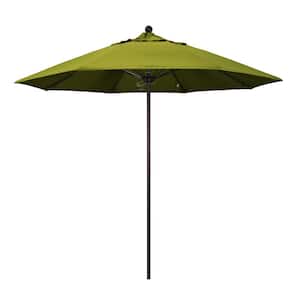 9 ft. Bronze Aluminum Commercial Market Patio Umbrella with Fiberglass Ribs and Push Lift in Kiwi Olefin