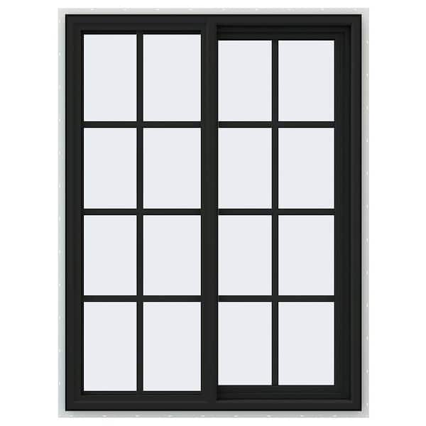 JELD-WEN 36 in. x 48 in. V-4500 Series Bronze FiniShield Vinyl Right-Handed Sliding Window with Colonial Grids/Grilles