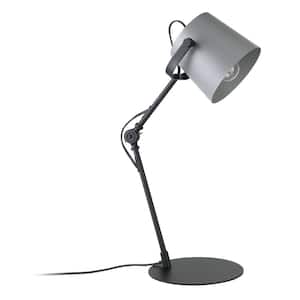 Goodall 8.66 in. W x 24.37 in. H Black Transitional Table Lamp for Living Room with Grey Metal Round Shade