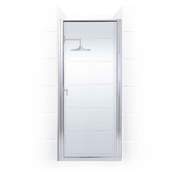 Contractors Wardrobe Model 6100 26-1/8 in. to 28-1/8 in. x 63 in. Framed Pivot Shower Door in Bright Clear with Rain Glass