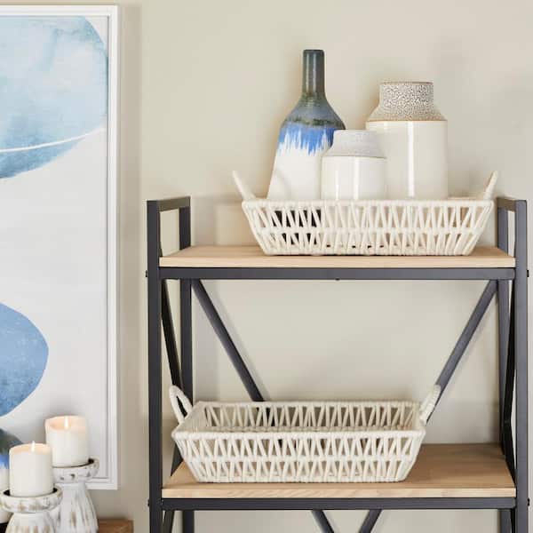Novogratz Cotton Handmade Woven Storage Basket with Handles (Set of 2)