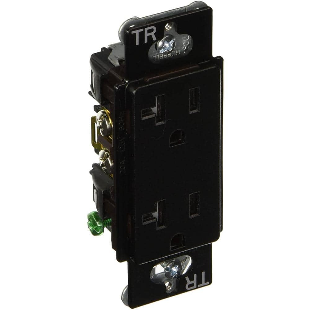 Midnight Black Tamper-Resistant Duplex Receptacle with Wall Plate