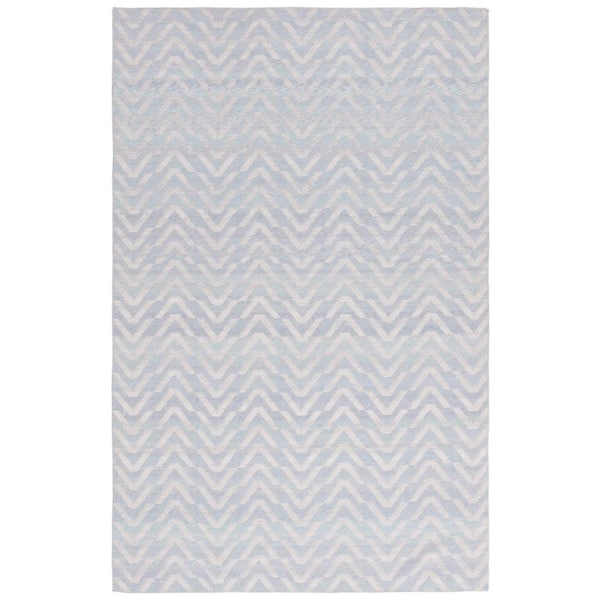 Cabo 4 ft. x 6 ft. Light Blue/Beige Chevron Geometric Area Rug