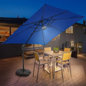 10 ft. Cantilever Patio Umbrella with Foot Pedal in Blue