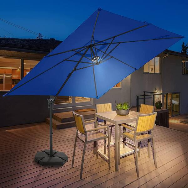 Sunrinx 10 Ft Cantilever Patio Umbrella With Foot Pedal In Blue Mg30 50 Hw The Home Depot