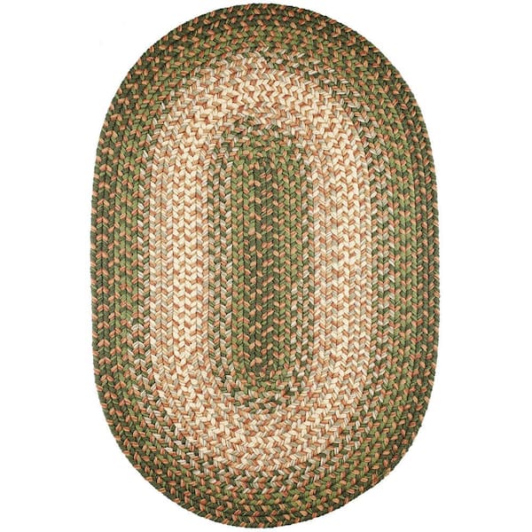 Ombre Herb Garden 2 ft. x 4 ft. Oval Indoor/Outdoor Braided Area Rug