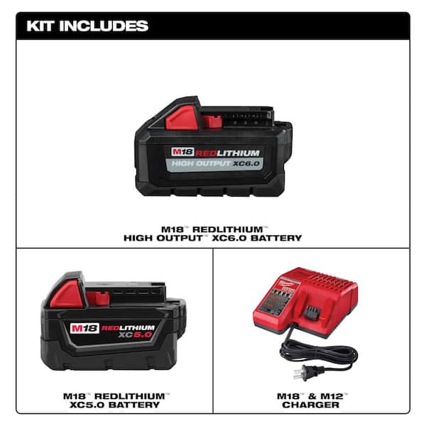M18 18-Volt Lith-Ion High Output Battery Pack 6. 0Ah w/ (2) 5.0 AhBattery & Charger Kit