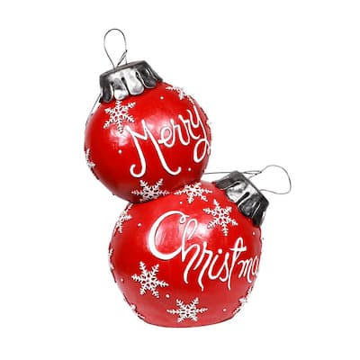 30 in. Tall Christmas Ball Ornament with Color Changing LED Lights, Red