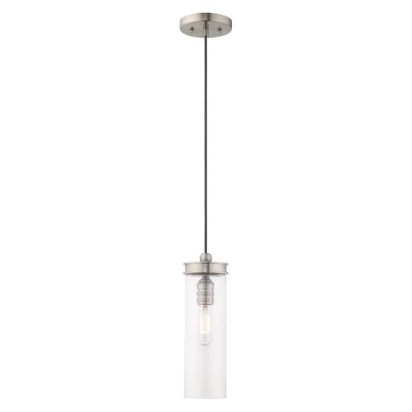 AVIANCE LIGHTING Brenford 1-Light Brushed Nickel Mini Pendant with Clear Glass