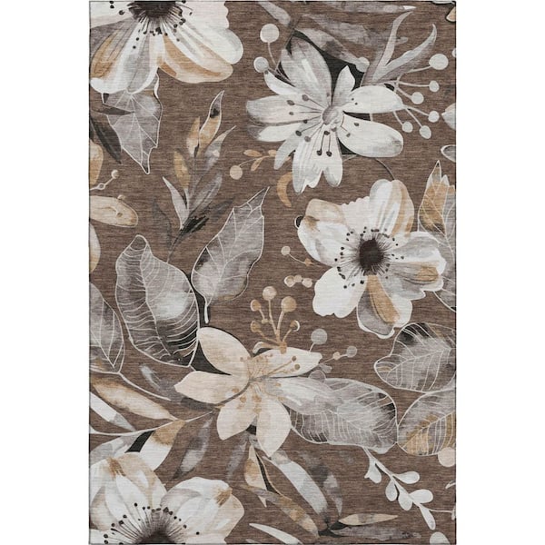 Mayfield Premium Machine Washable Abstract AMF2260 Chocolate 10 ft. x 14 ft. Area Rug