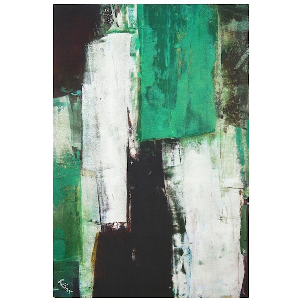 Empire Art Direct Emerald Abstraction Green Abstract Rendered on Silver Shagreen Wrapped canvas Wall Art, sized 60 inx 40 in.