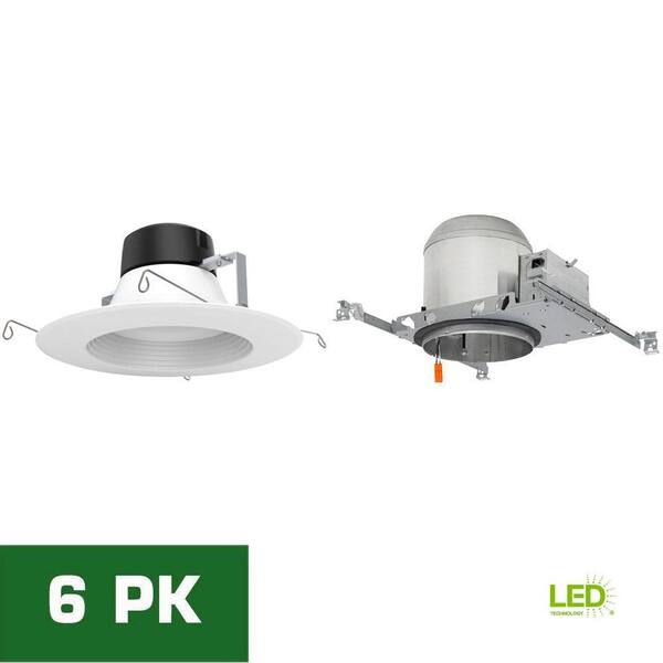 EnviroLite 6 in. LED Recessed New Construction Housing with Standard Retrofit White LED Trim Kit, 2700K (6-Pack)