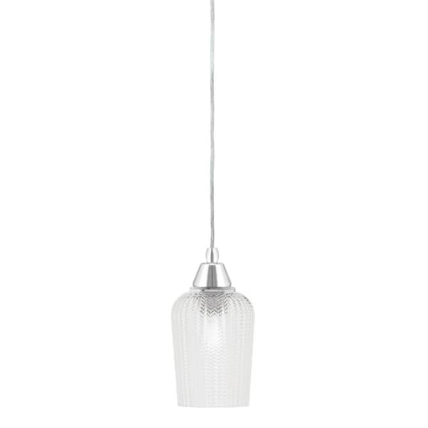 Unbranded Bryson 5 in. 1-Light Chrome Cord Pendant Light with 5 in. Clear Textured Glass Shade, no bulb included