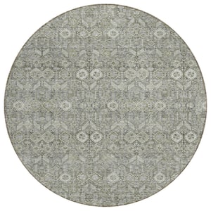 Chantille ACN574 Gray 8 ft. x 8 ft. Round Machine Washable Indoor/Outdoor Geometric Area Rug