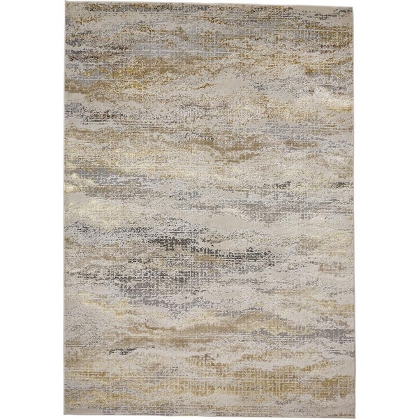 HomeRoots Gray and Ivory Abstract 13 ft. x 20 ft. Area Rug
